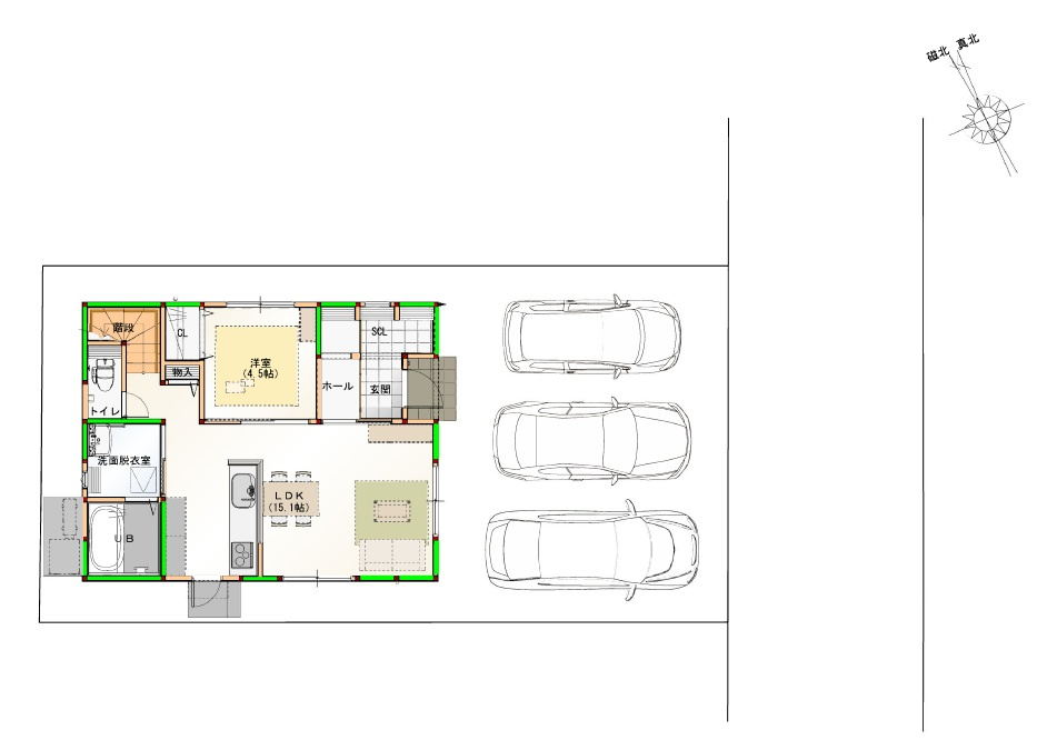 六泉寺町　新築戸建　①　の区画図|4LDK+WIC　土地面積　133.53㎡（約40.39坪）建物面積　103.02㎡（約31.16坪）
