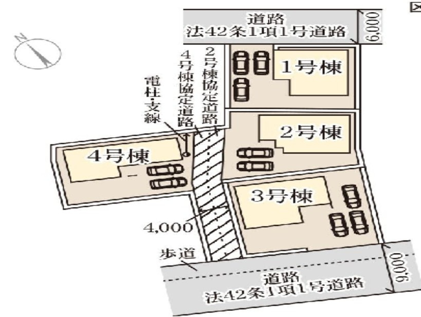 下野市烏ヶ森2丁目　新築戸建1の区画図