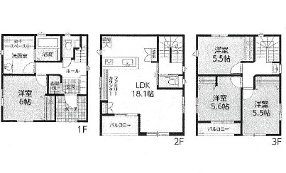 佐伯区八幡東２丁目　№35856の間取り|４ＬＤＫ
駐車並列３台可
（車種による）