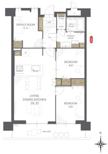 【間取り】エクレール穴生 