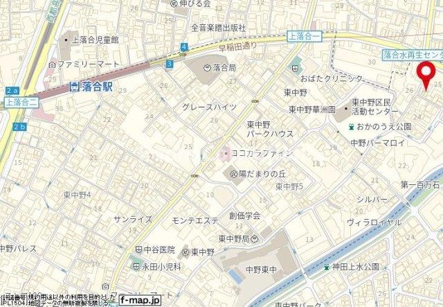 中野区東中野５丁目のアパートの地図