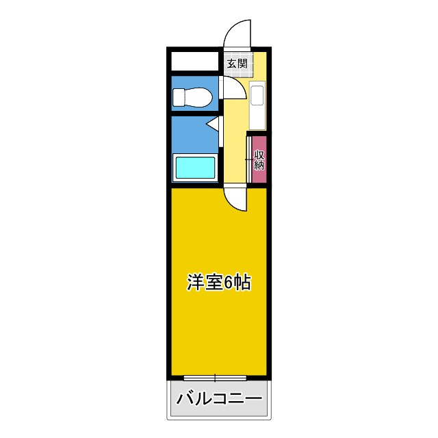想定年間賃料2,067.6万　想定利回り10.33％　鉄筋コンクリート造の間取り|【１K】間取図一例