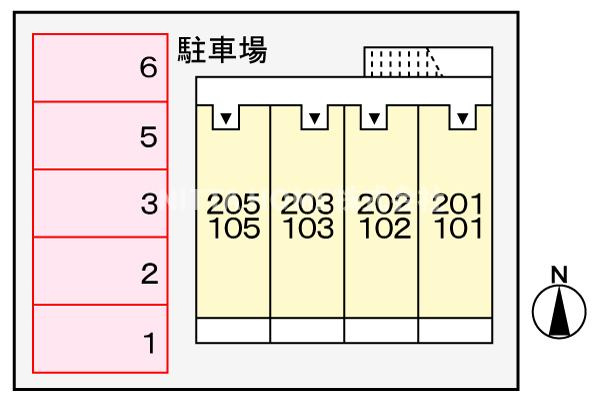 舞鶴市字引土のアパートの区画図