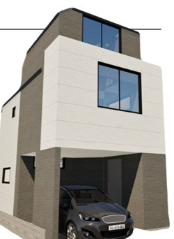 大田区西蒲田五丁目　新戸建全３棟の外観パース