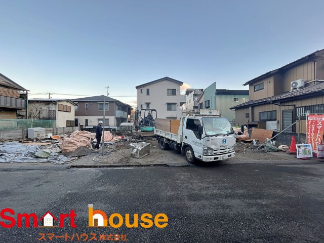 藤沢市大庭　建築条件無し売地　全3区画の前面道路含む現地写真