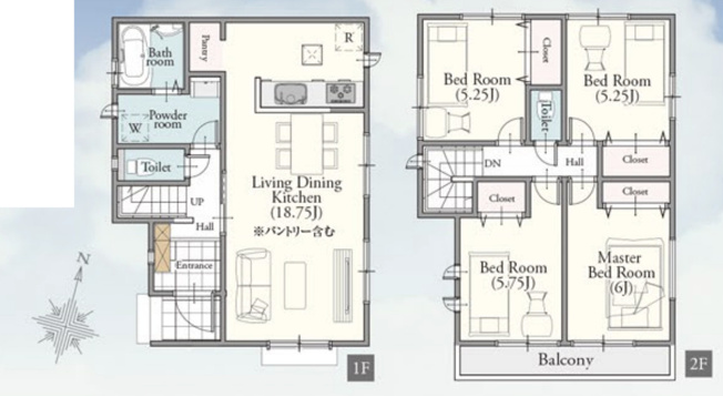 【間取り】 | 桶川市鴨川1丁目433番　ハートフルタウン　全8棟　D号棟
