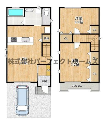 楠葉野田1丁目戸建　賃貸の間取り