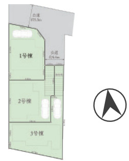 茅ヶ崎市東海岸南6丁目　新築戸建　1号棟の区画図|1号棟です♪
