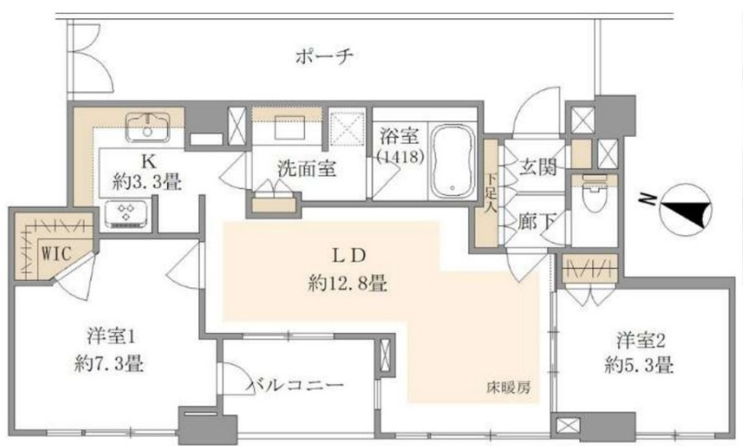 用賀パークハウスの間取り|用賀パークハウス：最上階・西向き！全居室収納・窓が付いた２ＬＤＫリノベーション物件は住宅ローン控除利用可能です！
