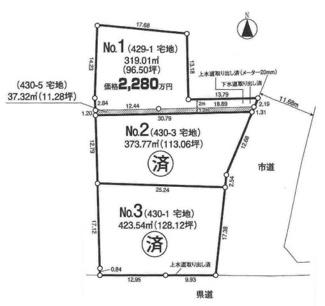 【土地図】 | 川越市上寺山　建築条件なし売地　JR川越線『西川越駅』徒歩20分　【山田小学区】