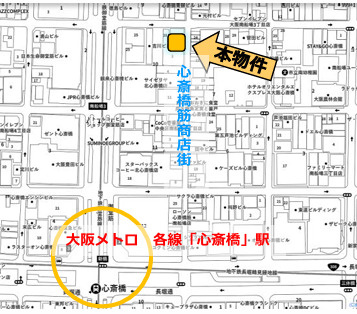 大阪市中央区南船場３丁目の店舗事務所の地図