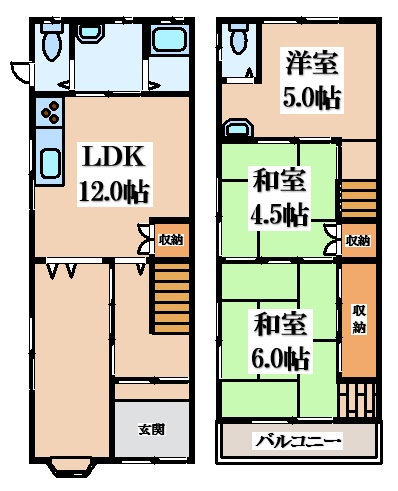 【間取り】 | 西堤学園町２丁目貸家