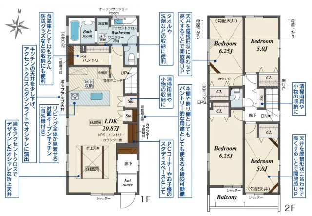 練馬区石神井台8丁目　長期優良住宅　太陽光発電システム　ゆとりの邸の間取り|4LDK+パントリー+カースペース2台分　敷地面積 107.51ｍ2　建物面積 100.23ｍ2