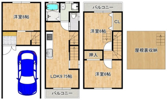 【間取り】 | 浜寺諏訪森町中３丁　中古戸建 | 暮らしやすい３LDK+屋根裏収納！子供部屋や趣味のお部屋も作れますね♪