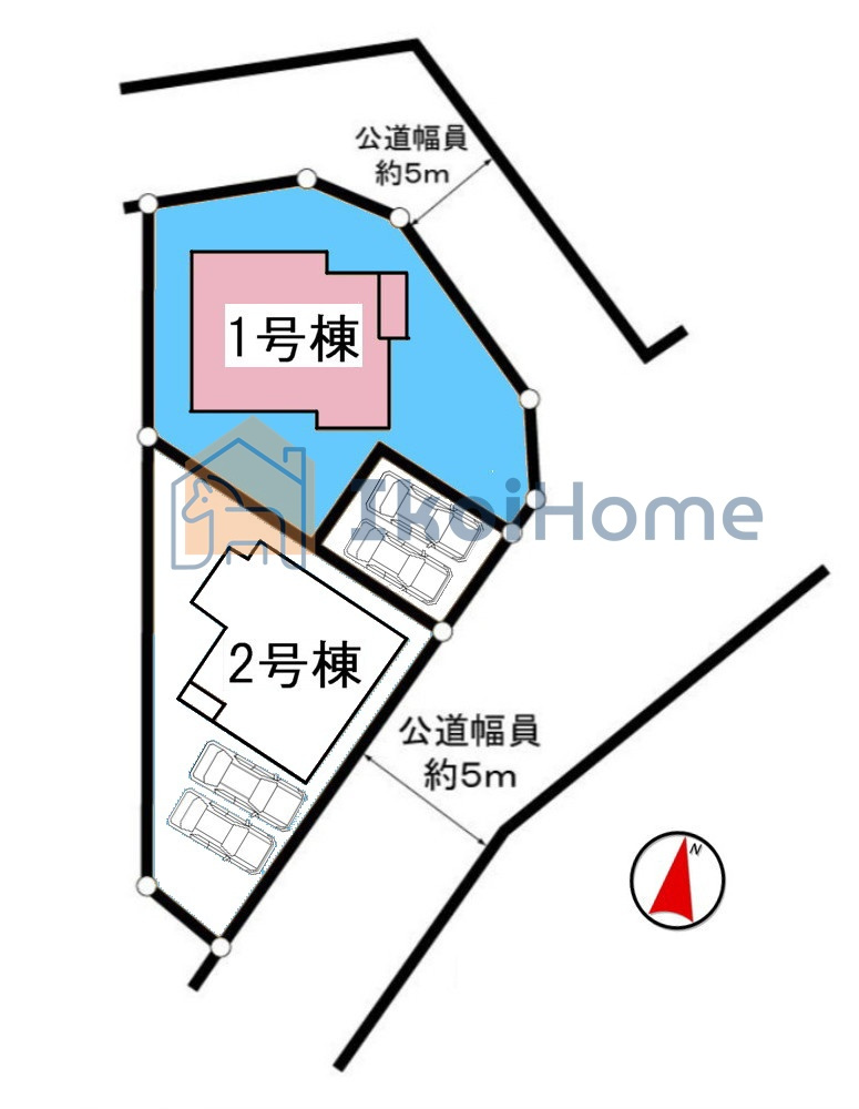 明石市大久保町山手台1丁目　全2区画1号棟　新築戸建　の駐車場|【ホームページに現地動画掲載中】●年中無休：当日予約可●1号棟は開放的な角地で陽当り・通風良好です！