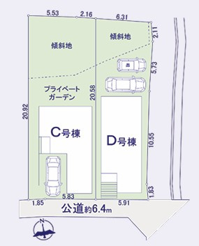 戸塚区上矢部町 新築戸建 5380万～5580万円の区画図