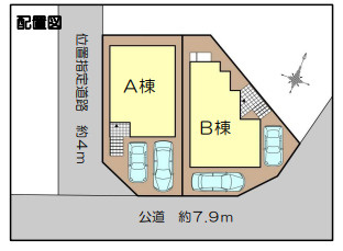 藤沢市大庭　新築戸建　全２棟B棟の区画図