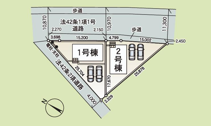 土浦市神立東第5　新築戸建　1号棟の区画図