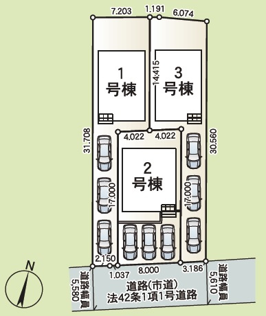 南城市佐敷佐敷　第1（全3棟）1号棟の区画図|1号棟　