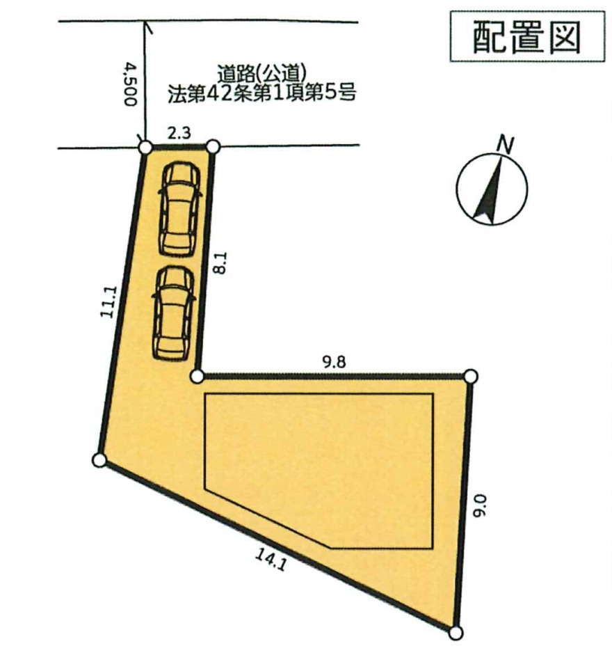 横浜市南区大岡1丁目 新築戸建て【仲介手数料無料】カースペース2台の区画図