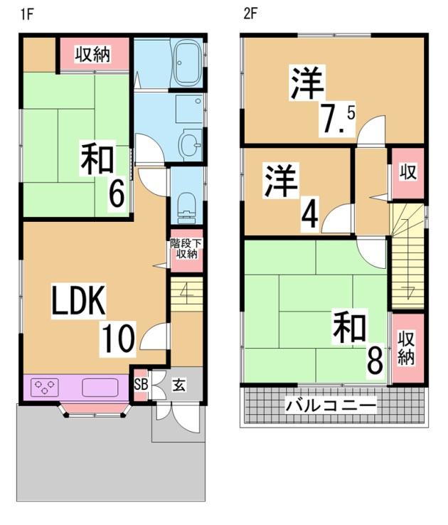 神戸市長田区浜添通２丁目の一戸建ての間取り
