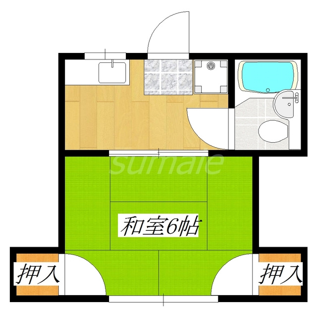 タマハイツの間取り|室内洗濯機置き場ありの１Ｋ！