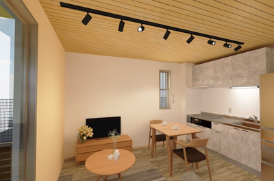 【居間・リビング】 | Hygge伏見 | 建設中のため、イメージ画像です