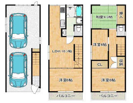 尼崎市東難波町　中古戸建の間取り