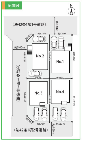 平塚市御殿　新築戸建　全4棟4棟の区画図