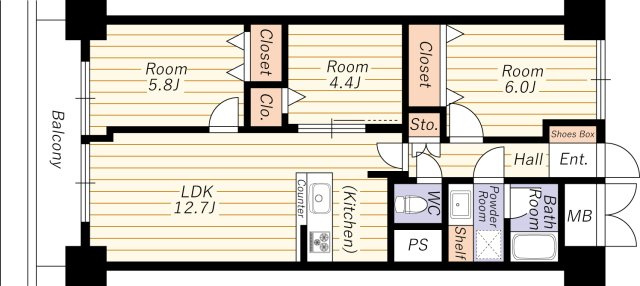 【間取り】 | ニュー大阪ハイツ（宮原２丁目） | 南向き・令和７年１０月室内リフォーム済・陽当り良好