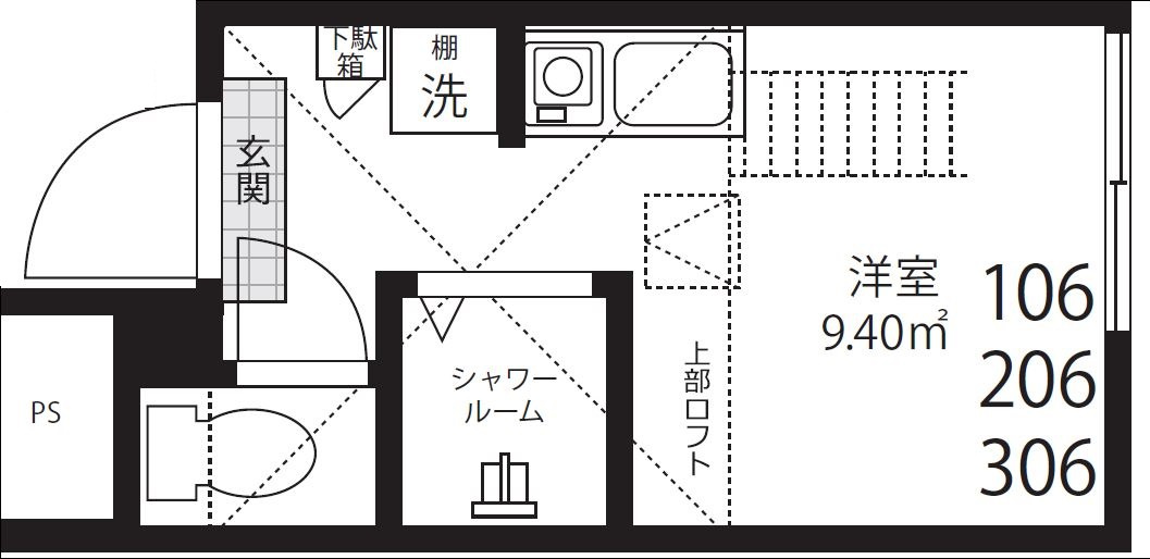 新宿区北新宿２丁目の賃貸マンションの間取り