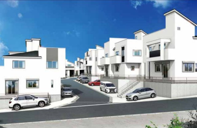 横浜市港北区高田町 新築戸建て【仲介手数料無料】カースペース2台の外観パース