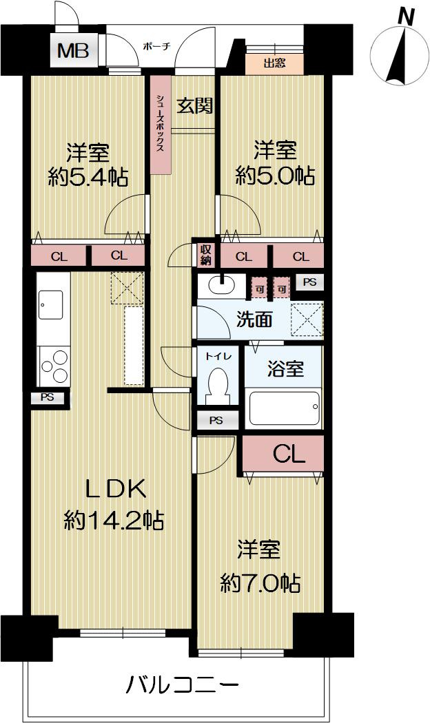 シティコーポ鴫野2号棟の間取り