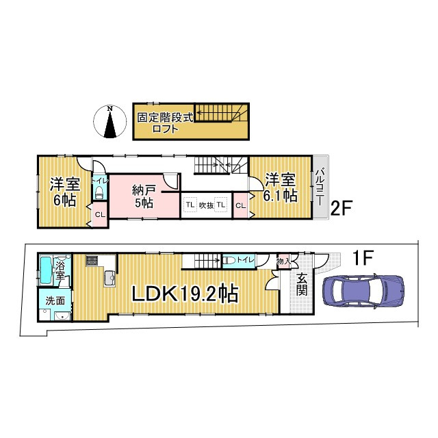 北野西白梅町 新築戸建の間取り
