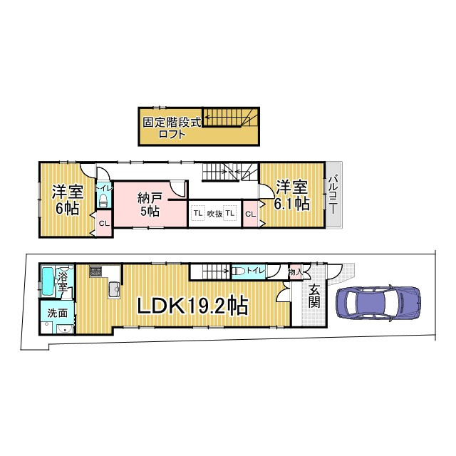 北野西白梅町 新築戸建の間取り