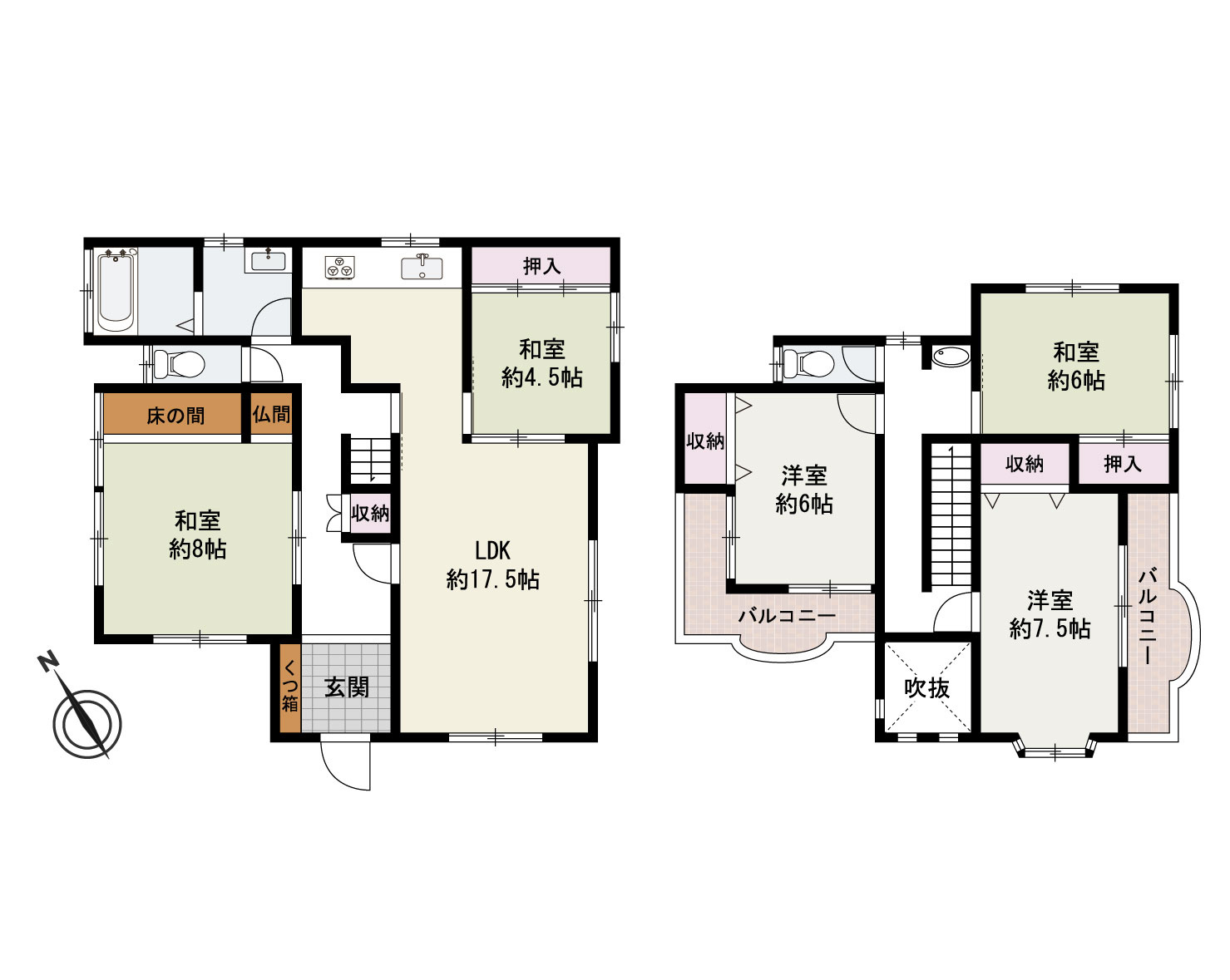 熊取町若葉1丁目　中古戸建の間取り