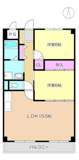 【間取り】 | エクセルダイドー　１０２ | ★お部屋のグレードUP♪
和室6帖を洋室6帖へ間取り改造予定【2026.3　施工予定】