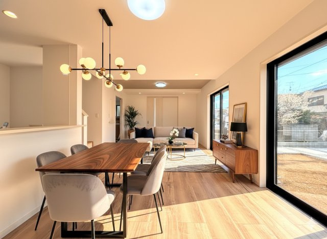 戸塚区矢部町　新築戸建て　第1の居間・リビング|◆一家だんらんのスペースとなるＬＤＫ。窓から明るい光が差し込み、思わず家族の会話も弾む快適な空間。
