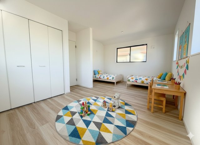 流山市西平井1丁目　新築戸建　全2棟　1号棟の子供部屋|現況の物件写真にCGによる画像処理を行っています。家具、家電、小物、カーテン等はイメージはCGです。