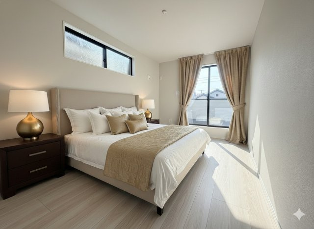 流山市西平井1丁目　新築戸建　全2棟　2号棟の寝室|現況の物件写真にCGによる画像処理を行っています。家具、家電、小物、カーテン等はイメージはCGです。