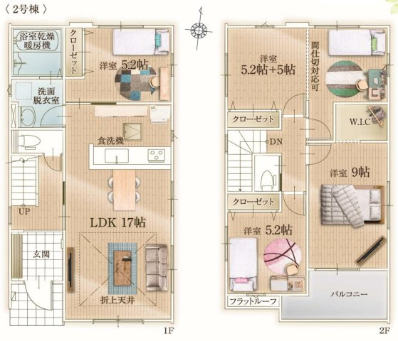 流山市西平井1丁目　新築戸建　全2棟　2号棟の間取り|家族の変化に合わせて間取が変えられる可変タイプの邸宅