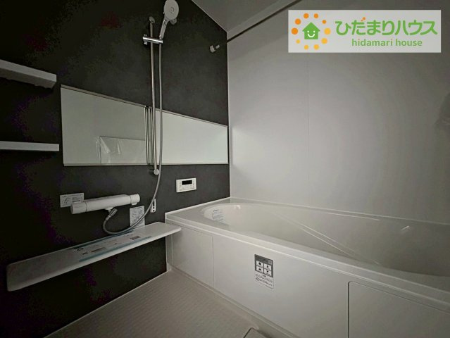 ひたちなか市稲田5期　新築戸建の浴室|今日も１日お疲れさまでした。広いお風呂で疲れを癒してください、、、♡