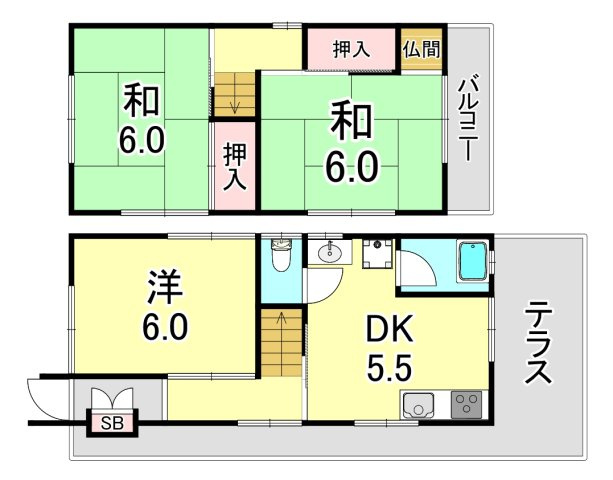 妙法寺津江田貸家の間取り