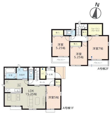 足立区佐野１丁目　新築分譲住宅　全３棟の間取り|A号棟