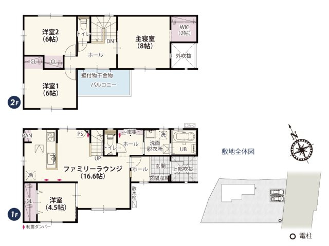 【間取り】 | ホールを抜けると約16.6帖のリビングが広がります。リビングに階段を配置することで動線が集中し家族のコミュニケーションが増えます。