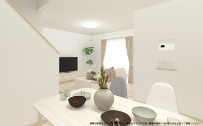【完成予想図】 | 【ダイニング　イメージパース】
※画像は設計図面を基に作成したイメージです。