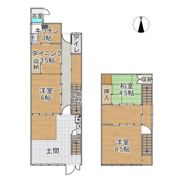 売中古戸建　中央区富塚町の間取り|一点モノのような中古戸建古民家風住宅です。