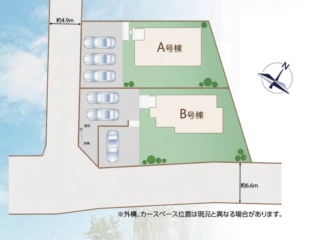 石岡市東光台5丁目　新築戸建　B号棟の区画図
