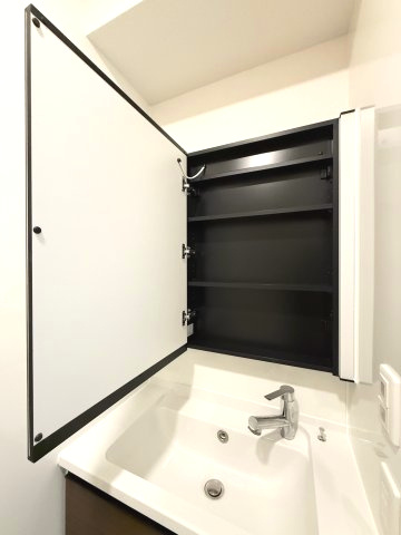 ガナールⅡの独立洗面台|鏡の扉内の収納もおしゃれです