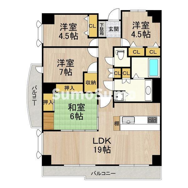 アーデンコート住吉川の間取り